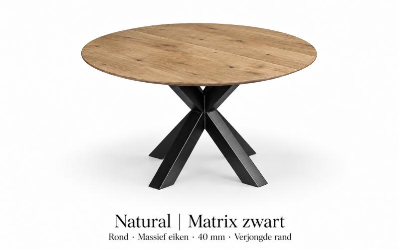 Ronde eiken eettafel 4 cm met verjongde rand &ndash; stel zelf samen